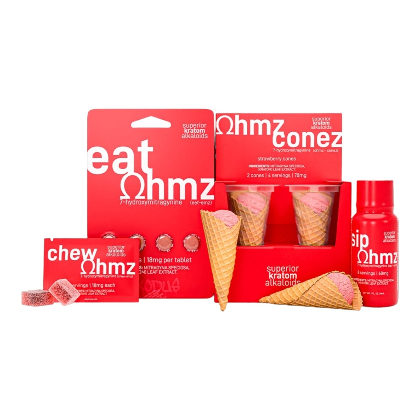 OHMZ Conez  7-OH 70 mg 2 Strawberry cones / Pack