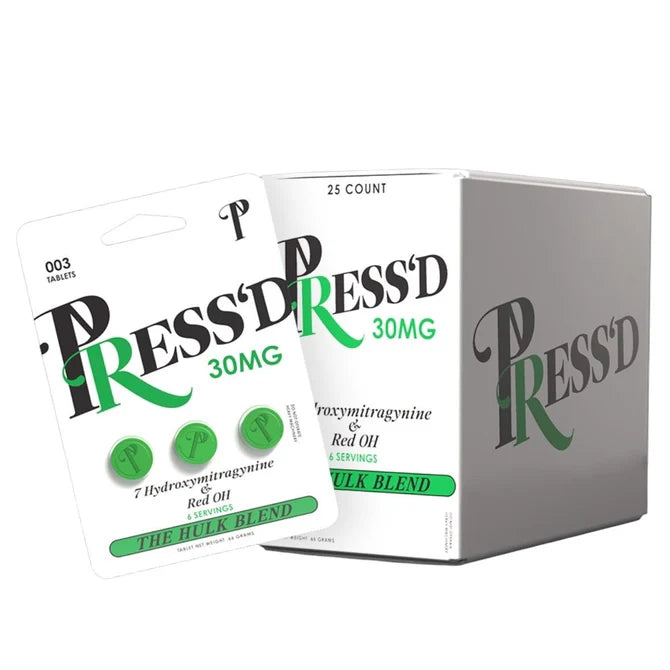 PRESS'D Green 7-Hydroxymitragynine & Red OH 30mg Tablets