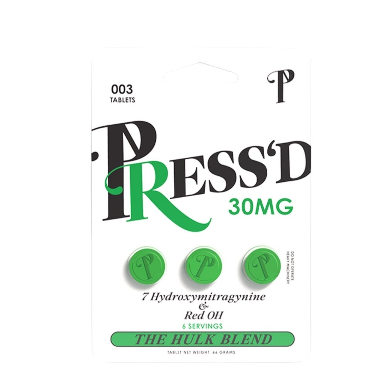 PRESS'D Green 7-Hydroxymitragynine & Red OH 30mg Tablets| 3Tab