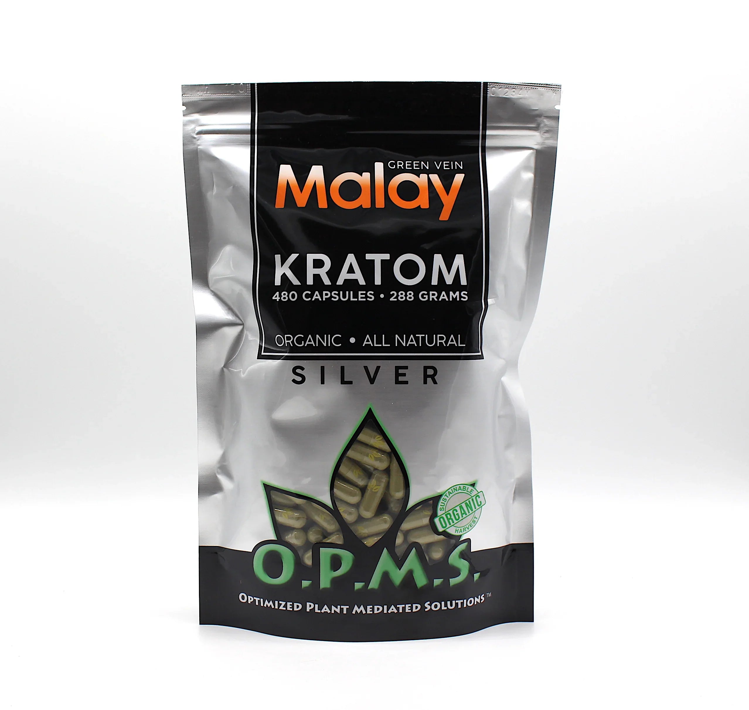 OPMS Kratom Silver (Capsules) 480 Count (288 Grams)